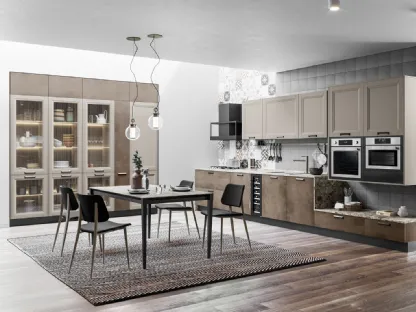 Cucina Moderna Smart lineare finitura Malta Bronzo e Pet Sahara Supermatt di Creo
