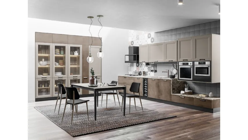 Cucina Moderna Smart lineare finitura Malta Bronzo e Pet Sahara Supermatt di Creo