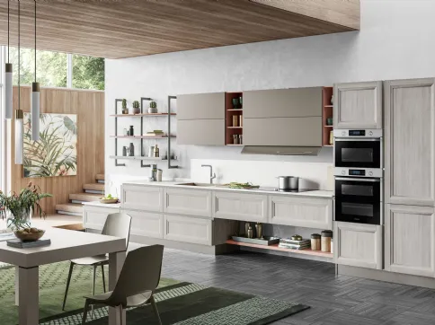 Cucina Moderna lineare finitura Smart Rovere Greige e Arena Softmatt di Creo