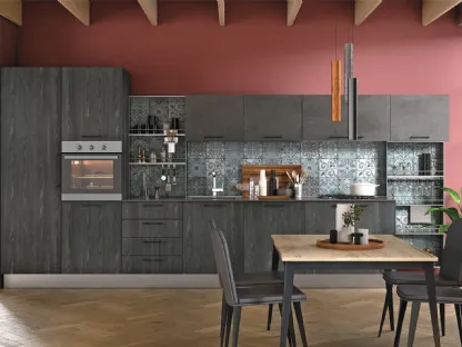 Cucina Moderna lineare Tablet finitura Frassino Lava di Creo