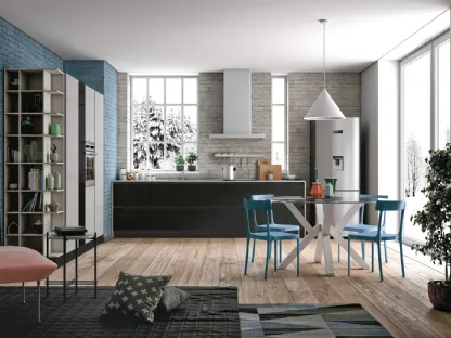 Cucina Moderna lineare Tablet in laccato Nero Lucido di Creo
