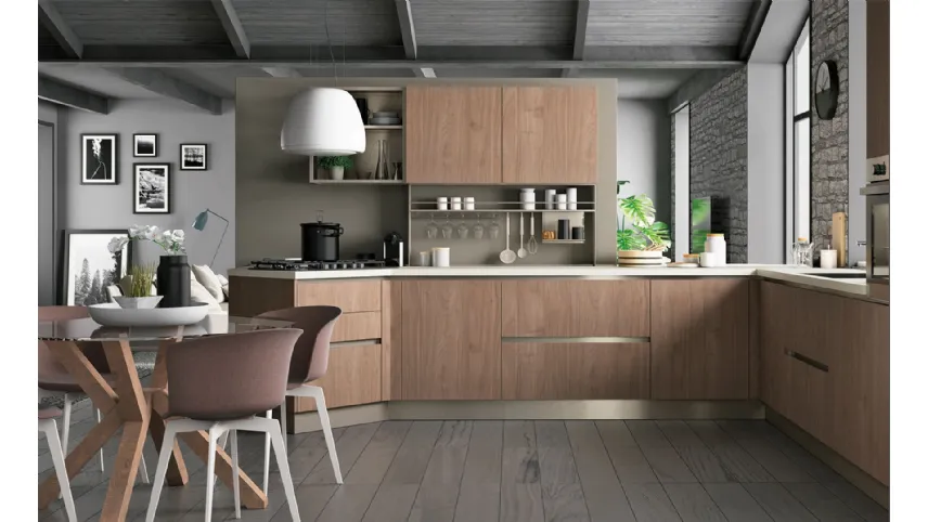 Cucina Moderna angolare Tablet finitura Noce Brown di Creo