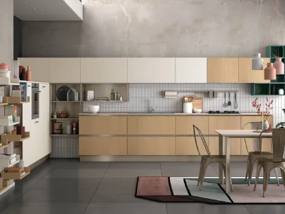 Cucina Moderna angolare Tablet finitura Rovere Arizona e Porcellana di Creo