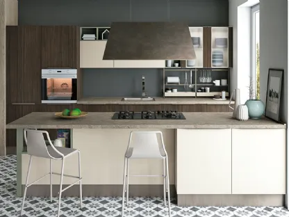 Cucina Moderne Tablet finitura Rovere Dark e laccato opaco di Creo