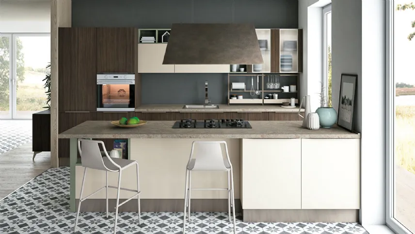 Cucina Moderne Tablet finitura Rovere Dark e laccato opaco di Creo