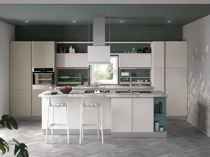 Cucina Moderna con isola Tablet finitura Rovere Venere di Creo