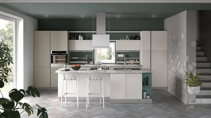 Cucina Moderna con isola Tablet finitura Rovere Venere di Creo