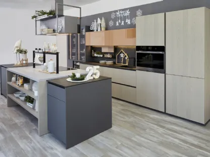 Cucina Moderna Tablet Wood in melaminico Frassino Sabbia di Creo