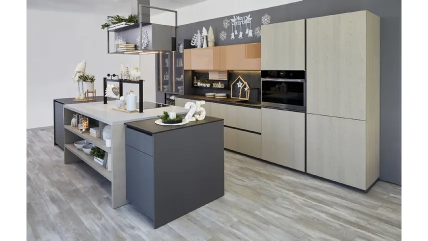 Cucina Moderna Tablet Wood in melaminico Frassino Sabbia di Creo