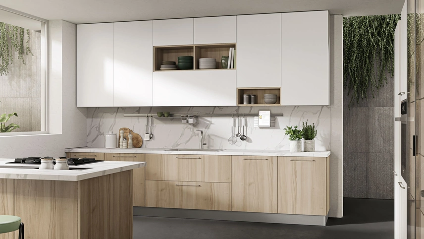 Cucina Moderna con penisola Unica 08 di Lube